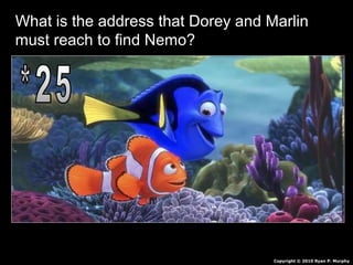 What is the address that Dorey and Marlin
must reach to find Nemo?
Copyright © 2010 Ryan P. Murphy
 