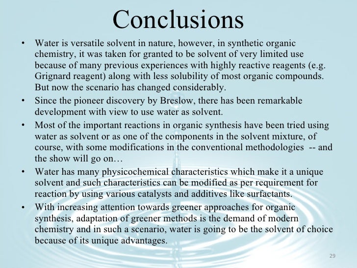 Water A Green Solvent With A Difference