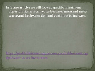 Water as an Investment