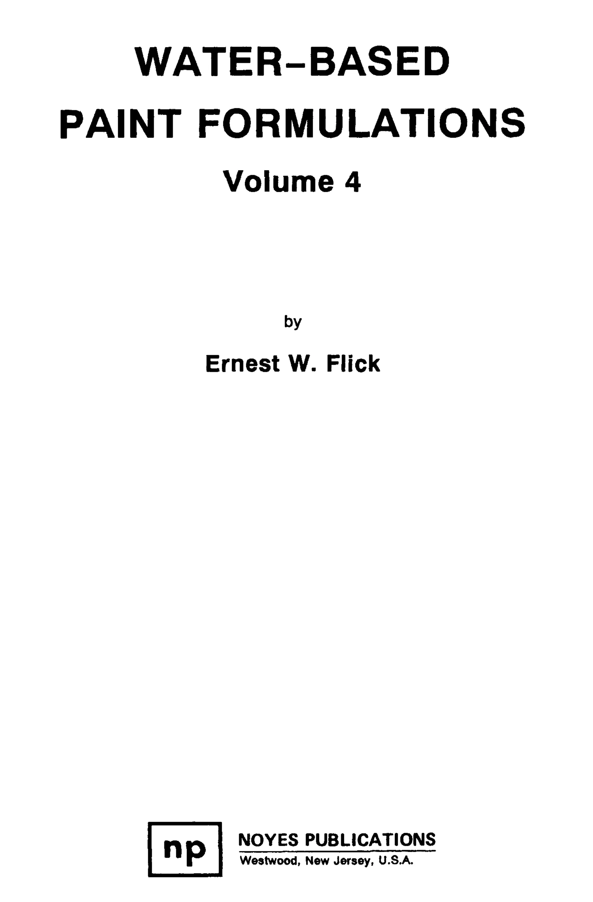 Waterbased paint formulations Vol. 4 PDF