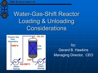 by:
Gerard B. Hawkins
Managing Director, CEO
Water-Gas-Shift Reactor
Loading & Unloading
Considerations
 