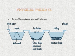 .     Aerated lagoon types: schematic diagram   