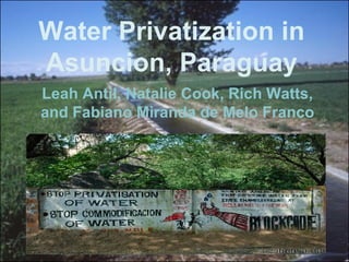 Water Privatization in Asuncion, Paraguay Leah Antil, Natalie Cook, Rich Watts, and Fabiano Miranda de Melo Franco 