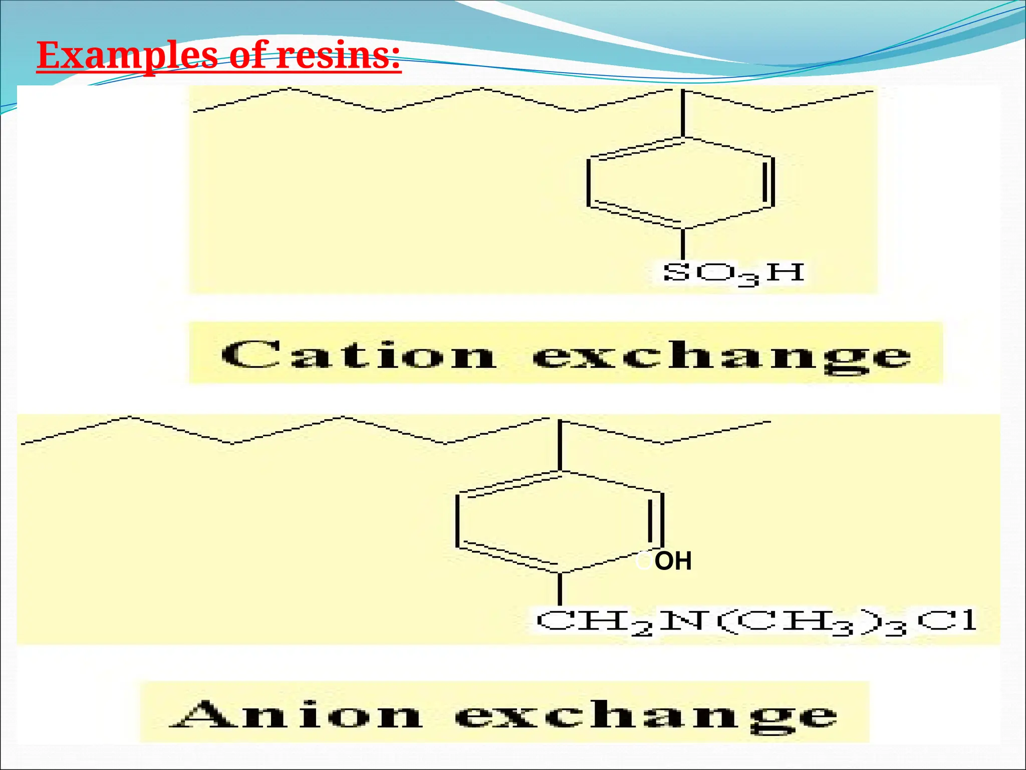 Examples of resins:
OOH
 