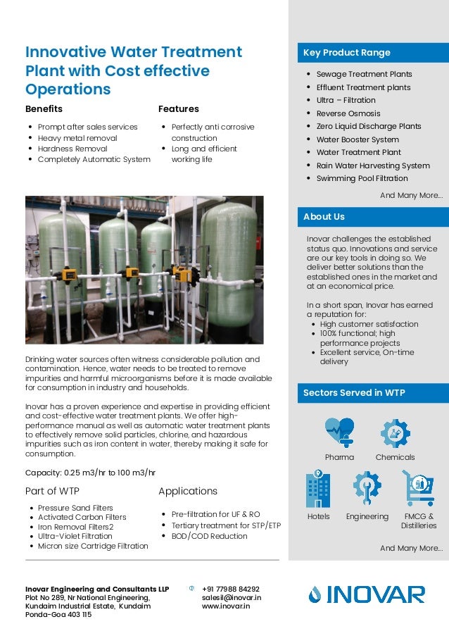 Water Treatment Plant Inovar Engineering & Consultants, STP, STP Plant, Wastewater Treatment