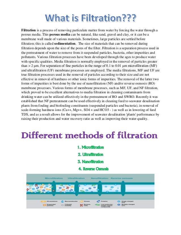 Different filtration methods