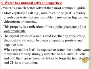 Biochemistry lecture- Water and aqueous solutions | PPTX