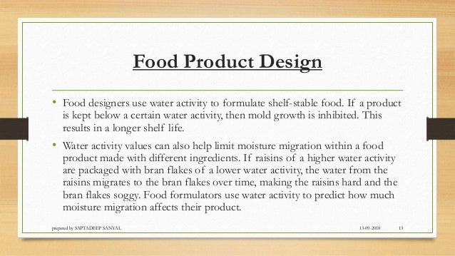 Water activity and types of food based on water activity