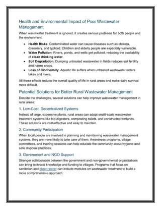 The Challenges of Wastewater Management in Rural Communities | PDF