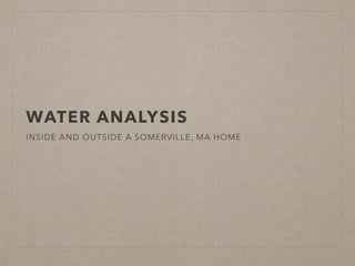 WATER ANALYSIS
INSIDE AND OUTSIDE A SOMERVILLE, MA HOME
 