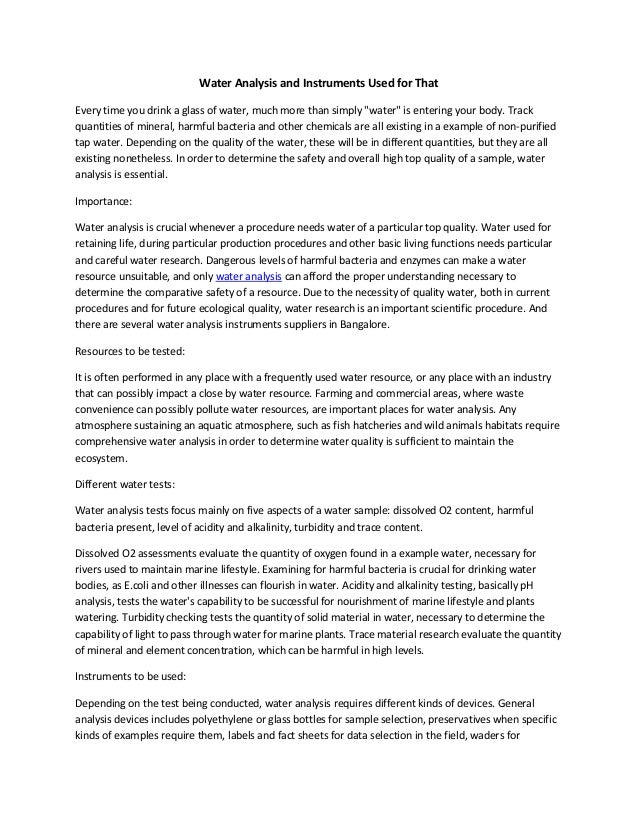 Water Analysis and Instruments Used for That