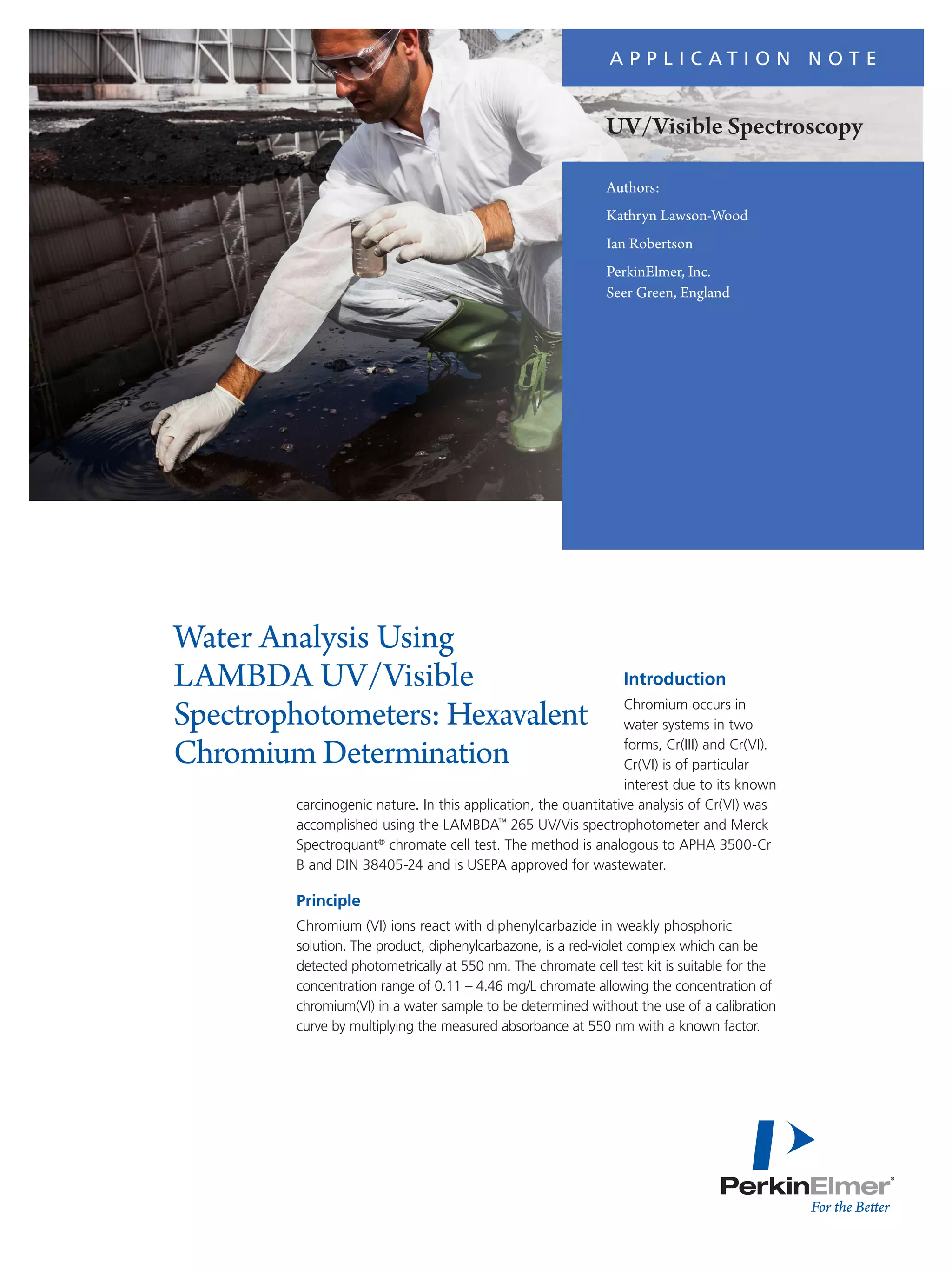 Water Analysis Using LAMBDA UV/Visible Spectrophotometers Hexavalent