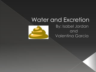 Water and Excretion By: Isabel Jordan                                                 and  Valentina Garcia 