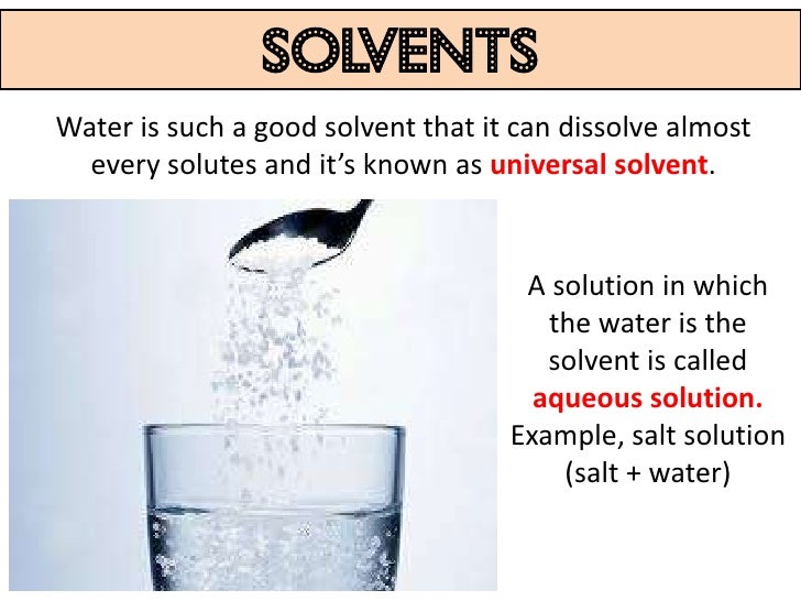 Water and solutions