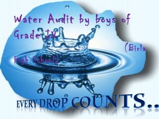 Water Audit by boys of
Grade IV
                    (Birla
High School)
 