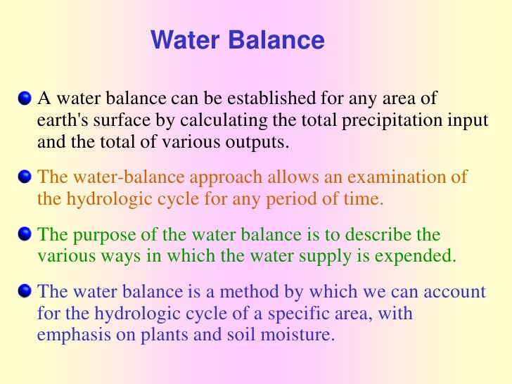 Water Balance Analysis
