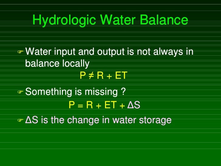 Water Balance Analysis