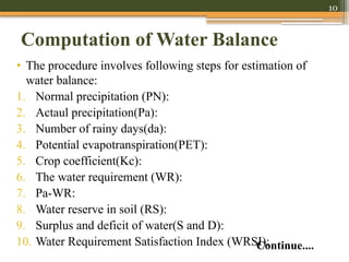 Water Balance Method Water Balance techniques used in agrometeorology.pptx