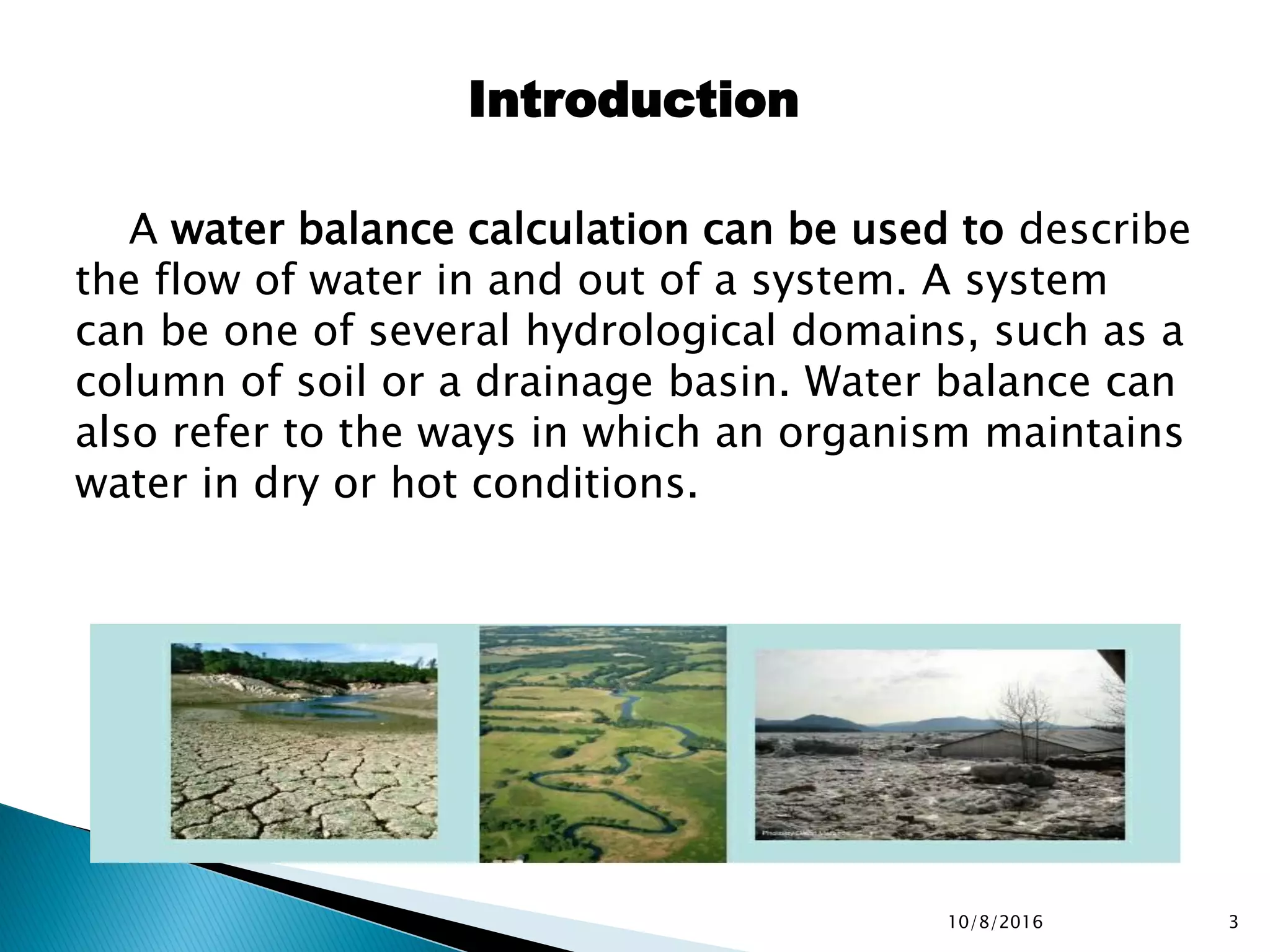 Water balance calculation PPT