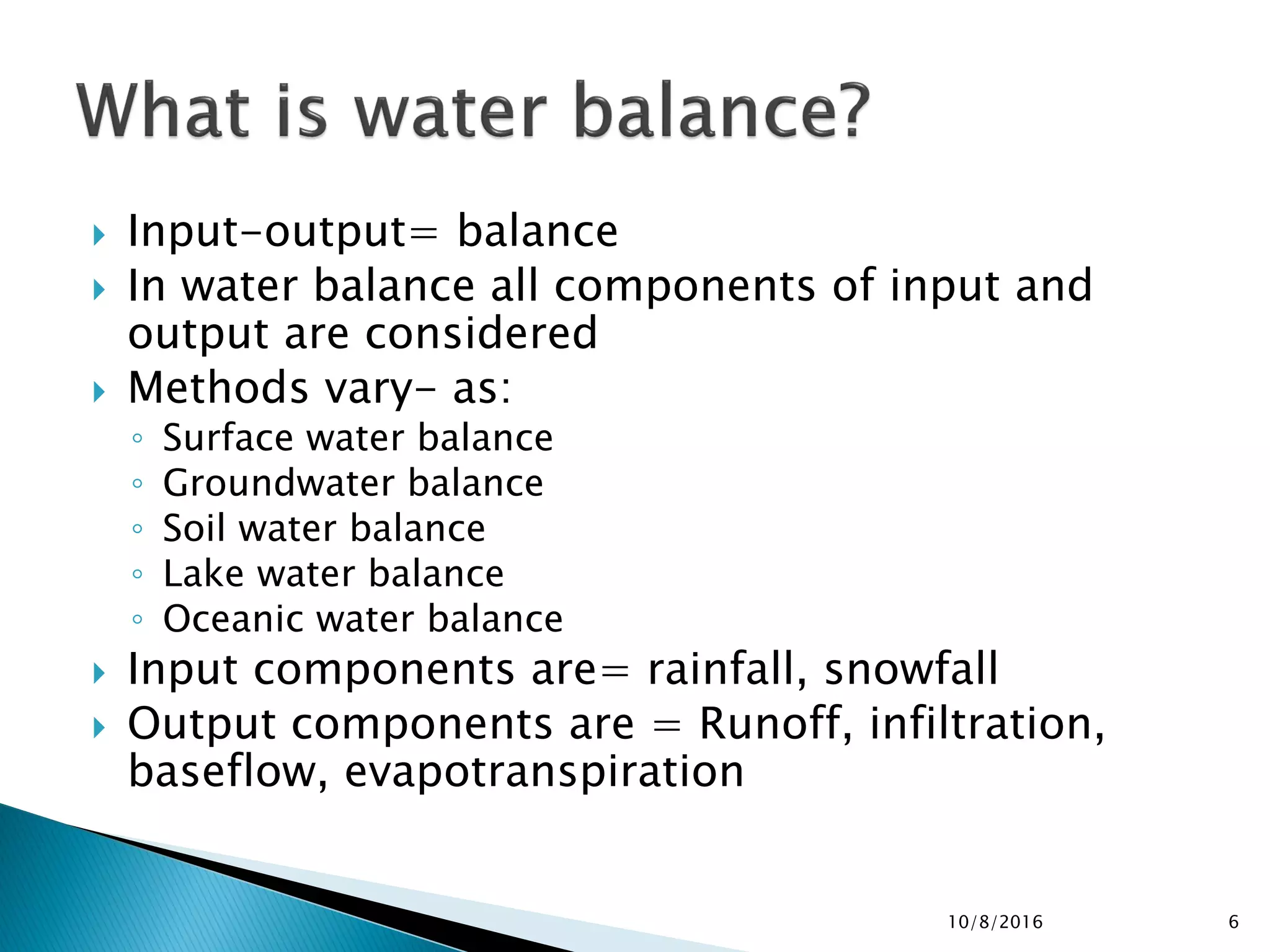 Water balance calculation PPT