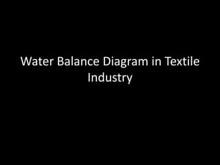 Water Balance Diagram in Textile
Industry
 