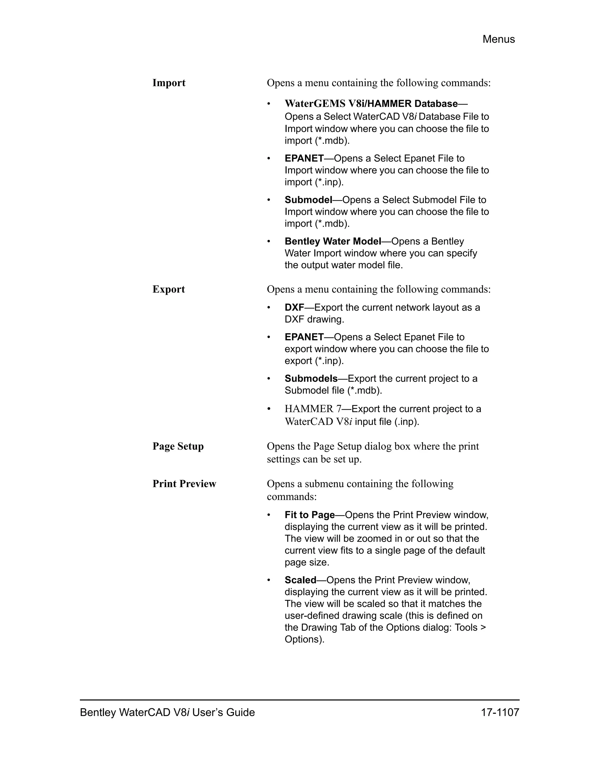 Water cad v8i user's guide