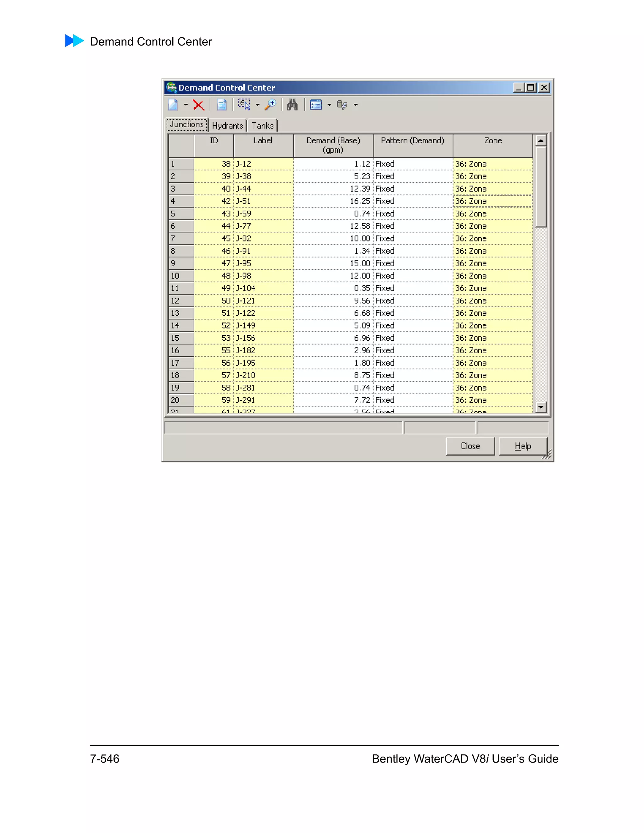 Demand Control Center
7-546 Bentley WaterCAD V8i User’s Guide
 