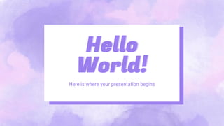 Hello
World!
Here is where your presentation begins
 