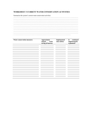 Water Conservation Worksheet.pdf Water conservation guidelines and plans | PDF