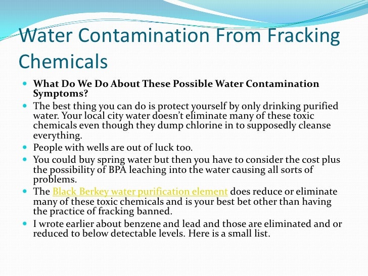 Water contamination from fracking chemicals
