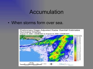 Accumulation When storms form over sea. 