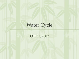 Water Cycle

 Oct 31, 2007
 