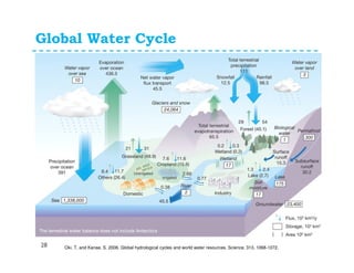 Global Water Cycle
28 Oki, T. and Kanae, S. 2006. Global hydrological cycles and world water resources. Science, 313, 1068-1072.
 