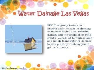 ERX Emergency Restoration
Experts uses the latest technology
to increase drying time, reducing
damage and the potential for mold
growth. We will get to work as soon
as possible to mitigate the damage
to your property, enabling you to
get back to work.
http://erxlasvegas.com/
 