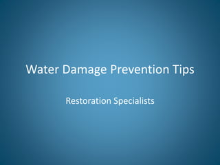 Water Damage Prevention Tips
Restoration Specialists
 
