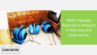 Water Damage
Restoration Requires
A Keen Eye and
Quick Action
 