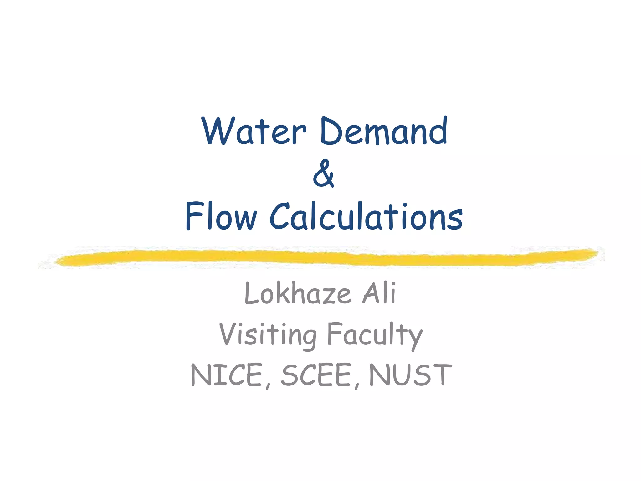 Water Demand & Flow Calculations | PPTX