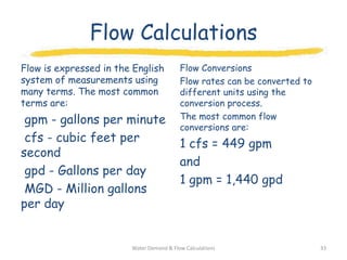 Water Demand & Flow Calculations | PPTX