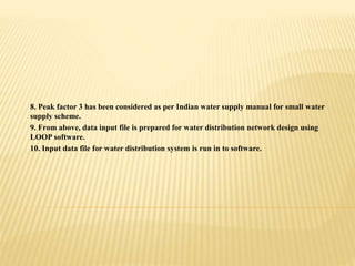 Water distribution network design and analysis | PPTX