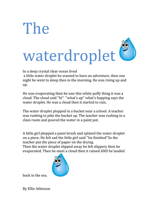 essay about water droplet