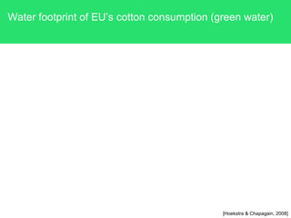 Water footprint of EU’s cotton consumption (green water) 
[Hoekstra  Chapagain, 2008] 
 