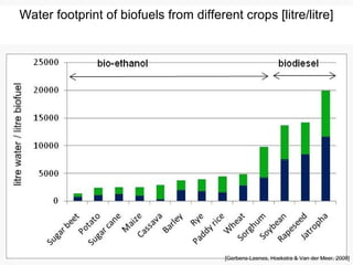 Water footprint of biofuels from different crops [litre/litre] 
[Gerbens-Leenes, Hoekstra  Van der Meer, 2009] 
 