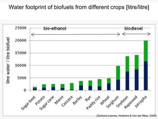 Water footprint of biofuels from different crops [litre/litre]
[Gerbens-Leenes, Hoekstra & Van der Meer, 2009]
 