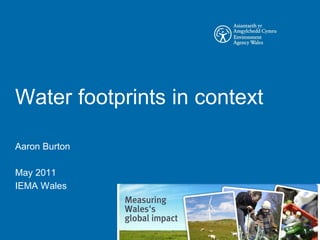 Water footprints in context

Aaron Burton

May 2011
IEMA Wales
 