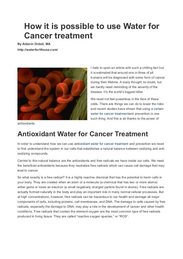 How it is possible to use Water for Cancer treatment