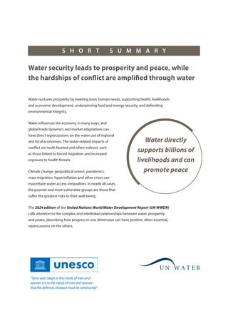 water for prosperity and peace - World Water Development Report 2024. | PDF