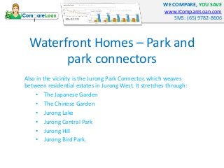 WE COMPARE, YOU SAVE
www.iCompareLoan.com
SMS: (65) 9782-8606
Waterfront Homes – Park and
park connectors
Also in the vici...