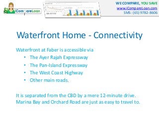 WE COMPARE, YOU SAVE
www.iCompareLoan.com
SMS: (65) 9782-8606
Waterfront Home - Connectivity
Waterfront at Faber is access...