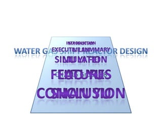 Water Gas Shift Reactor Design CN2116 Group 28 Introduction Executive Summary Simulation Features Conclusion Ma Haotian Li lan Liu Yi Fei Luo Yu Shan Yu 