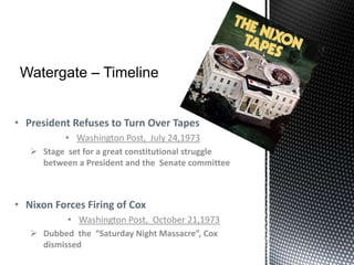 Burglar on the payroll of President Nixon’s re-election committeeBob Woodward and Carl Bernstein